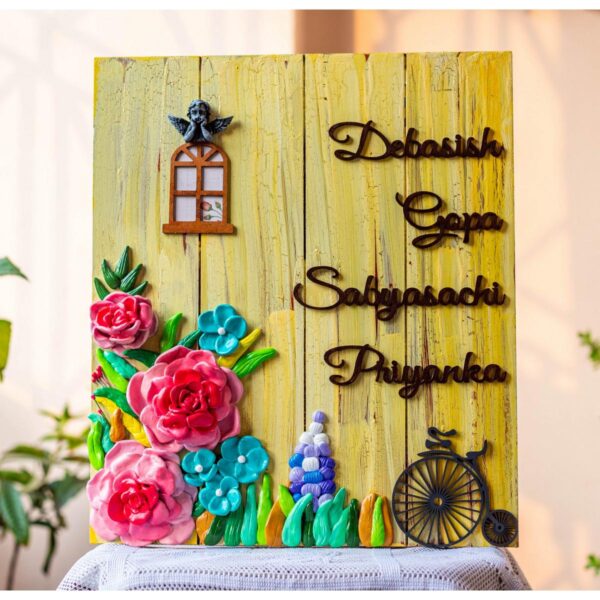 Customized Colourful floral nameplate 1
