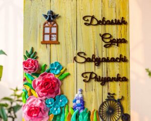 Customized Colourful floral nameplate 1