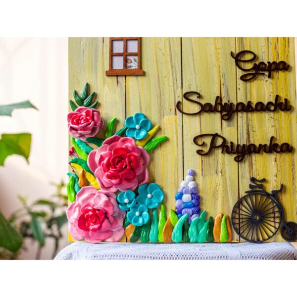 Customized Colourful floral nameplate 2