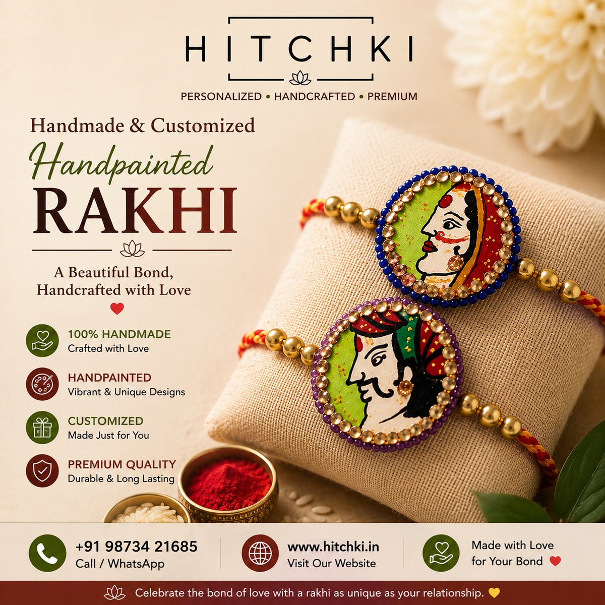 Customized Hand Painted Rakhi