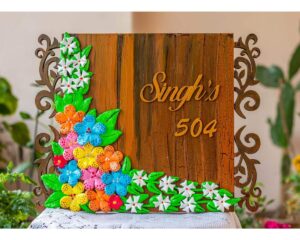 Customized Handcrafted Beautiful Floral House Nameplate