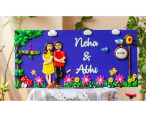 Customized Handcrafted Couple Themed Beautiful Nameplate