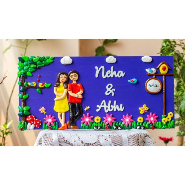 Customized Handcrafted Couple Themed Beautiful Nameplate