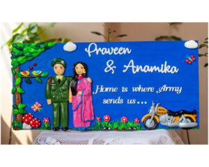 Customized Handcrafted Indian Army Themed Couple Nameplate 1