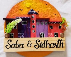 Customized Handcrafted Round Wooden Nameplate