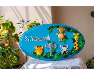 Customized Handmade Jungle Themed Kids Nameplate