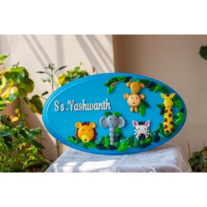 Customized Handmade Jungle Themed Kids Nameplate