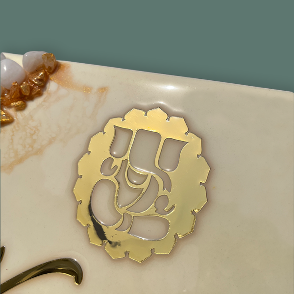 Customized Off White Vashnav Resin Coated Nameplate 2