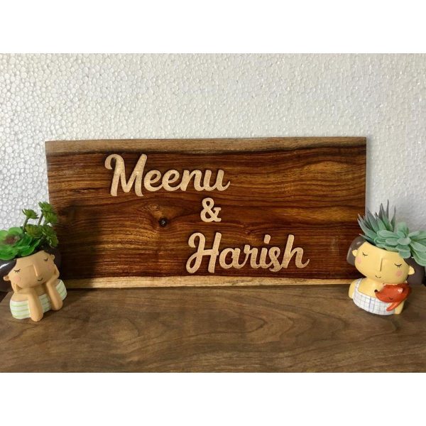 Customized Rose Wood Engraved Nameplate