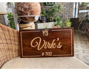 Customized Sheesham Wood Engraved Nameplate 1