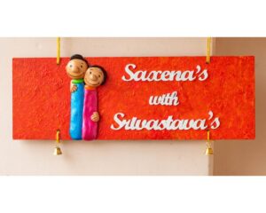 Customized colourful couple themed nameplate 1