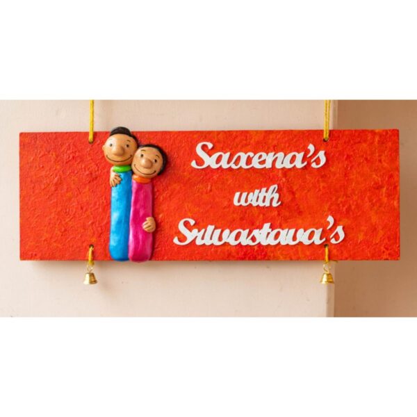 Customized colourful couple themed nameplate 1