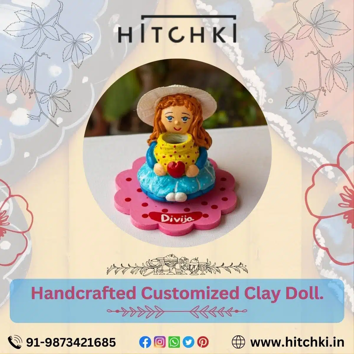 Cute And Colourful Handcrafted Customized Clay Doll Hitchki