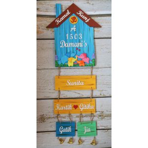 Cute Elephant Family Themed Customized Family Nameplate (1)