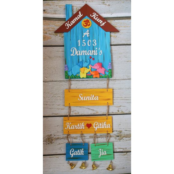 Cute Elephant Family Themed Customized Family Nameplate (1)