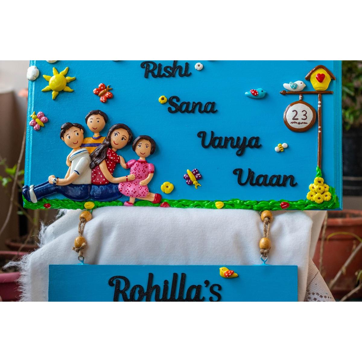 Cute Family Nameplate With a Hanging Plate  