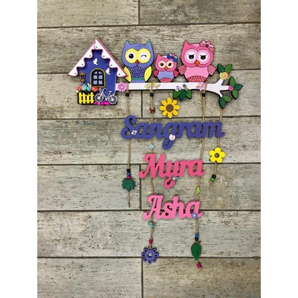 Cute Owl Designer Name Plates for Family with Kids 1