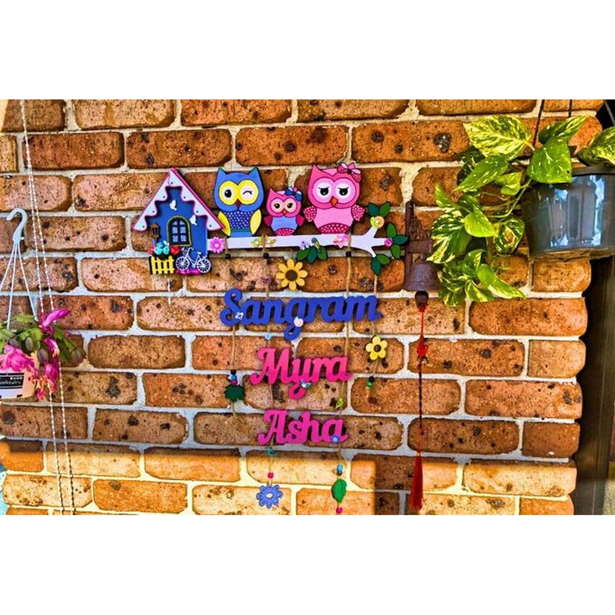 Cute Owl Designer Name Plates for Family with Kids  