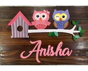 Cute Pink and Blue Kids Name Plate for Children