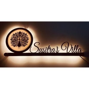 Designer Metal LED Home Name Plate