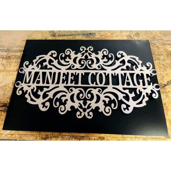 Designer Stainless Steel Laser Cut Wall Name Plate – Waterproof (1)