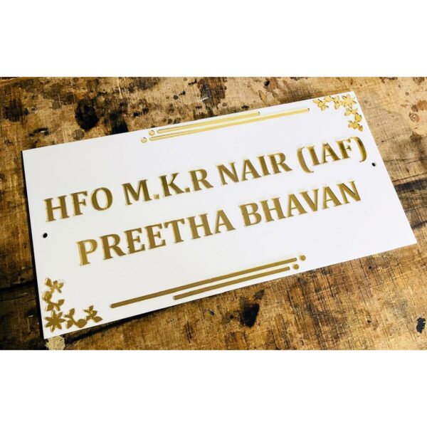 Designer White and Golden Acrylic Customized Name Plate2