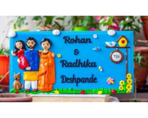 Designer Wooden Family Nameplate With Home Number