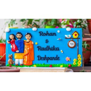 Designer Wooden Family Nameplate With Home Number