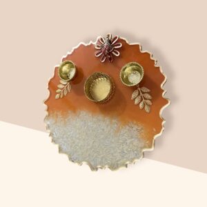 Devotional 3D Ganesha Orange Pooja Thali