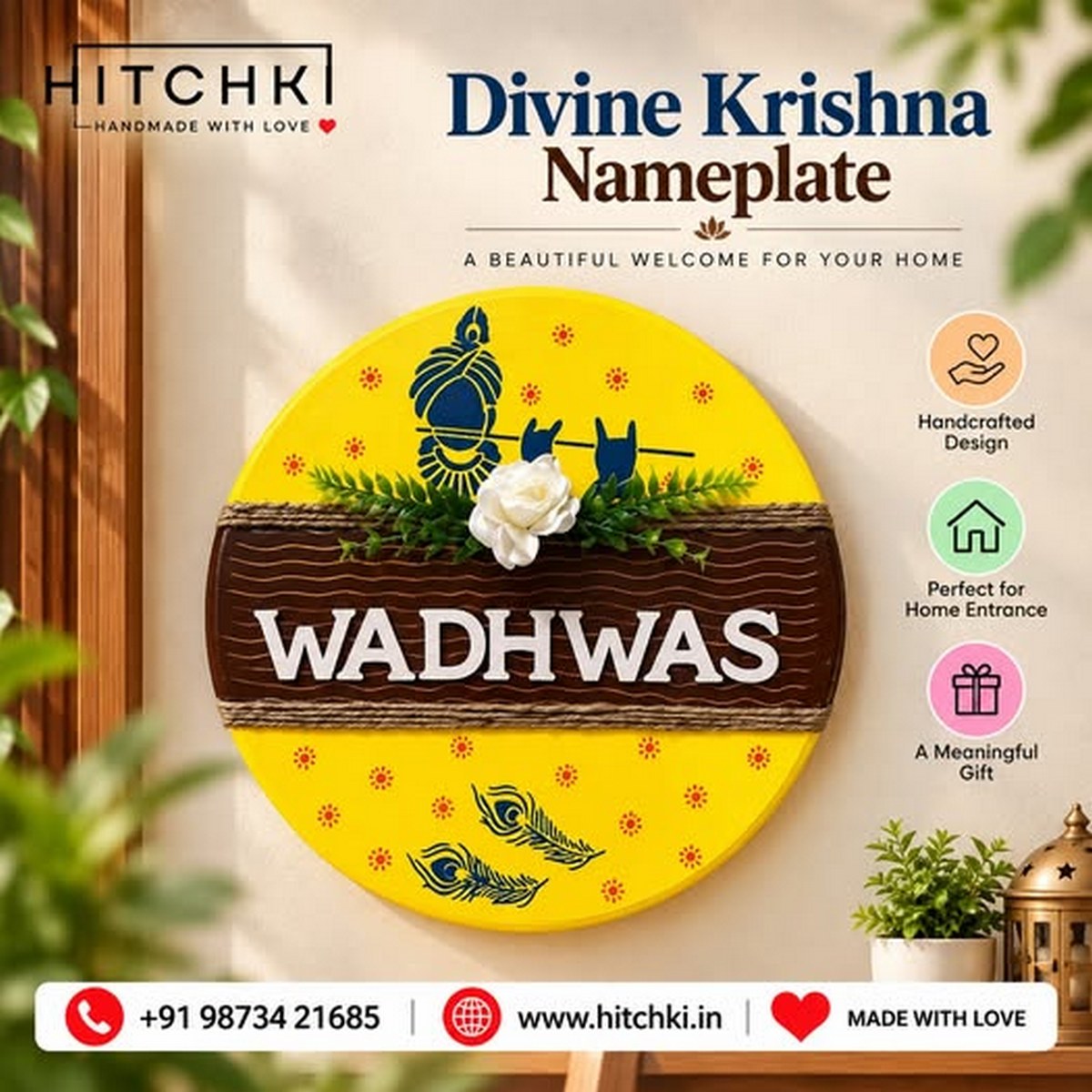 Divine Krishna Nameplate