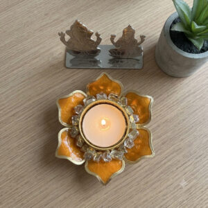 Resin tea Light Holder Subh Labh Subh LabhTea Light Holder Festive Decor Holder Gift tea Light Holder Diwali Decor Holder