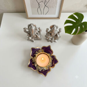 Resin tea Light Holder Subh Labh Subh LabhTea Light Holder Festive Decor Holder Gift tea Light Holder Diwali Decor Holder