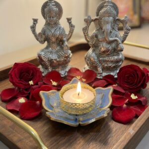 Resin tea Light Holder Subh Labh Subh Labh Tea Light Holder Festive Decor Holder Gift tea Light Holder Diwali Decor Holder