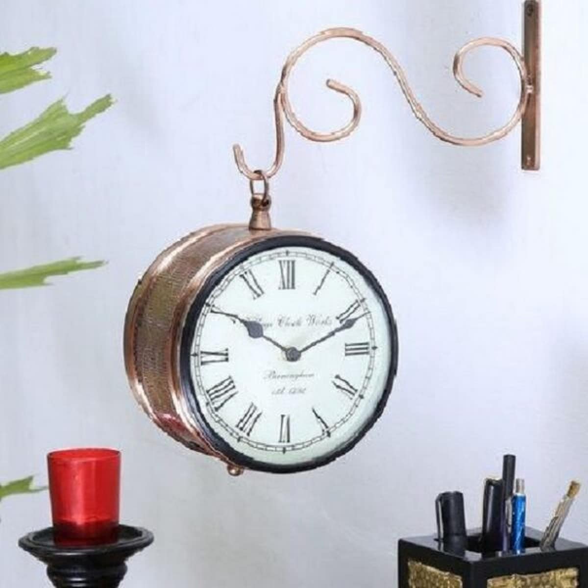 Double Sided Antique Wall Hanging Clock  