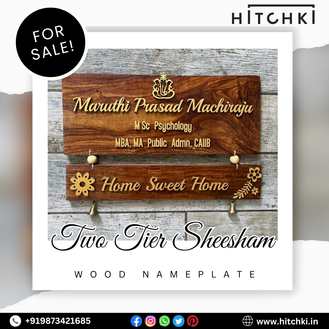 Double the Charm, Double the Style – Two Tier Sheesham Wood Nameplate for a Sophisticated Welcome