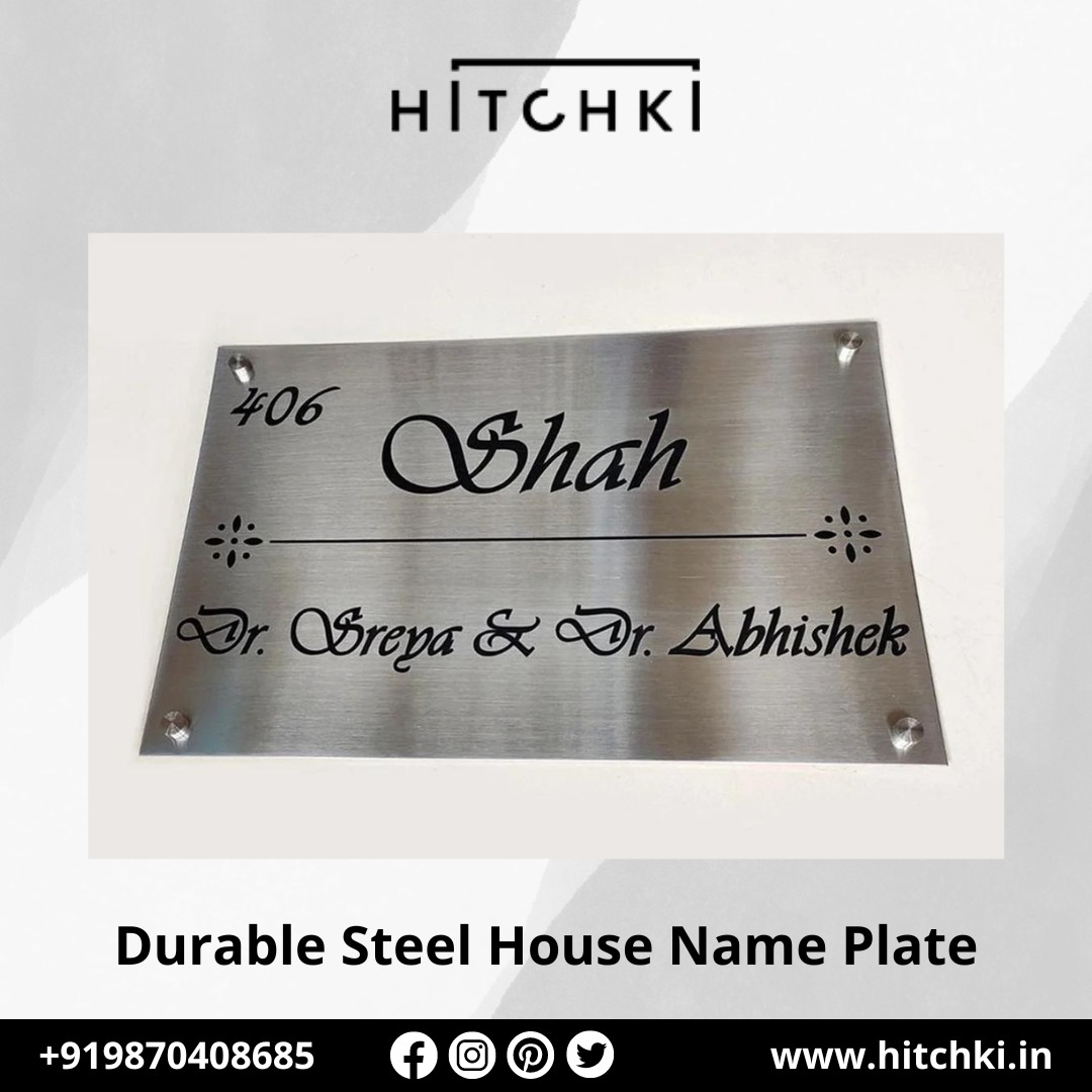 Elegant Steel Name Plate for a Timeless Home Entrance