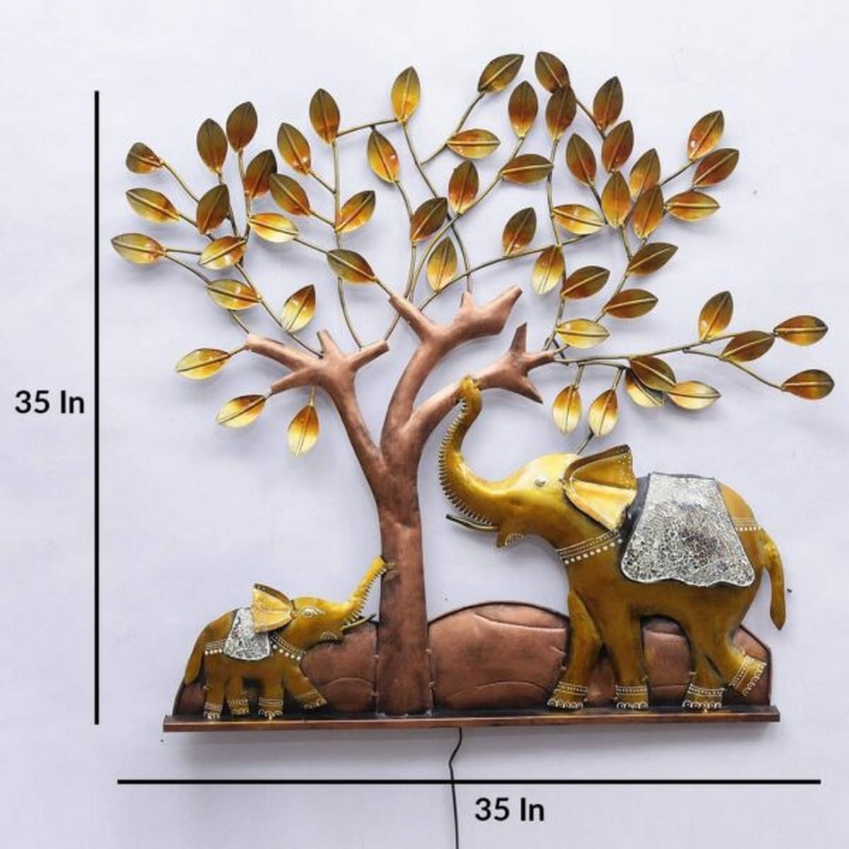 Golden Elephant Under the Tree Wall Decor  