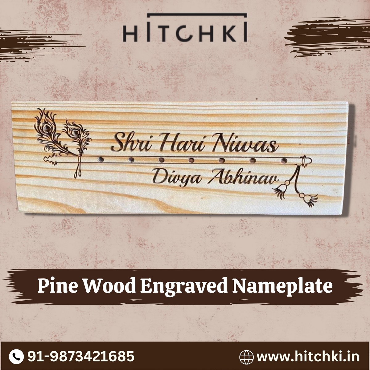 Elevate Your Decor With New Pine Wood Engraved Nameplate