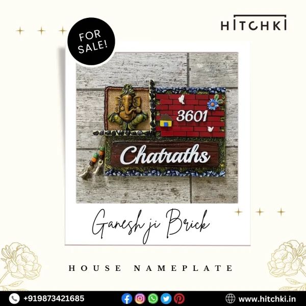 Elevate Your Entrance with Ganesh Ji Brick House Nameplate – A Divine Fusion of Tradition Style
