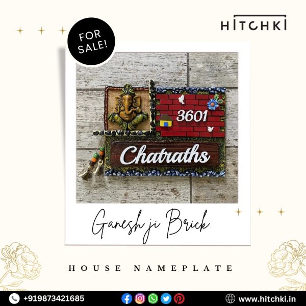 Elevate Your Entrance with Ganesh Ji Brick House Nameplate – A Divine Fusion of Tradition & Style