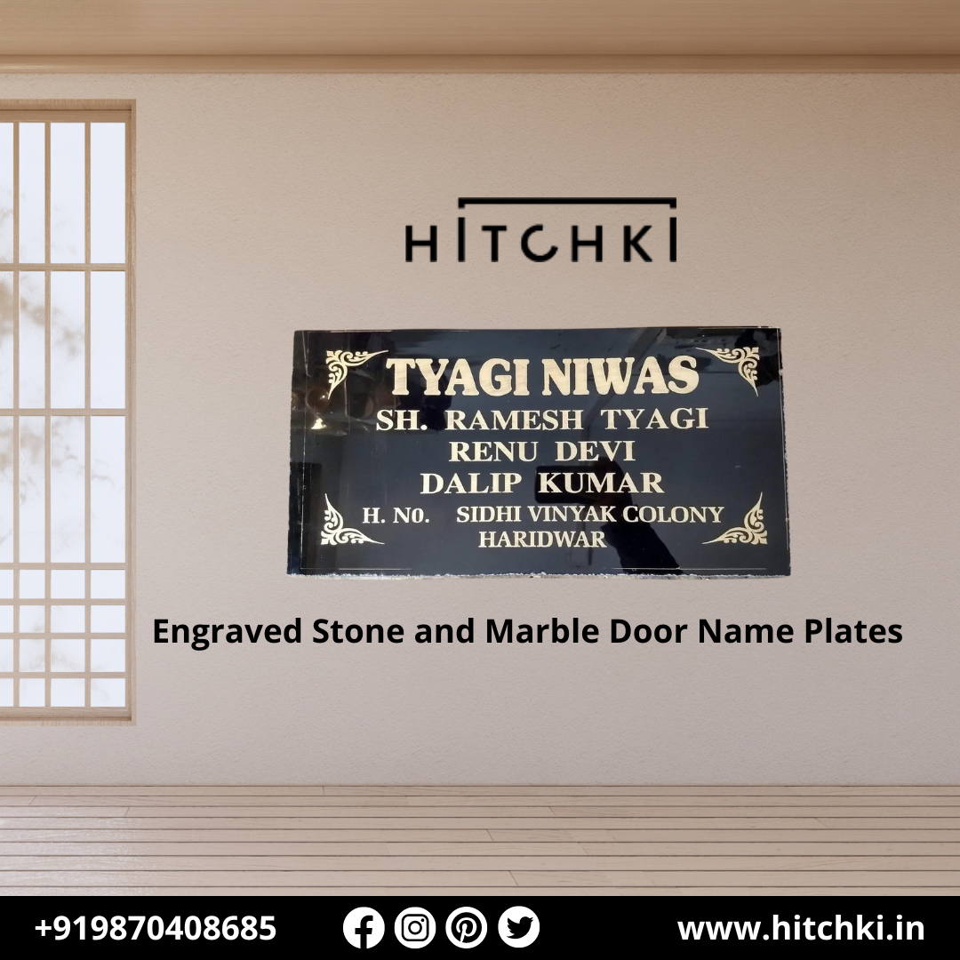 Elevate Your Entrance with Hitchki's Custom Stone and Marble Door Name Plates