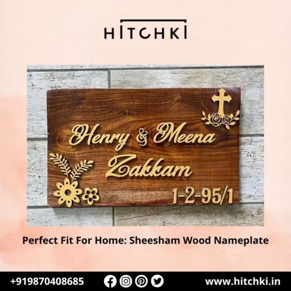 Elevate Your Entrance – A Beautiful Sheesham Wood Nameplate