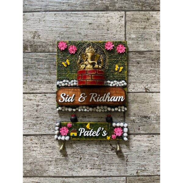 Elevate Your Home Entrance with the Ganesha Vertical Garden Nameplate 1