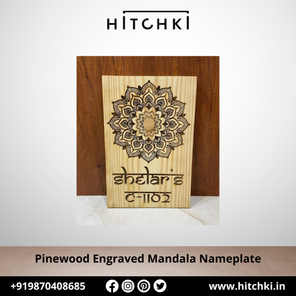 Elevate Your Home’s Charm with a Pinewood Engraved Mandala Nameplate