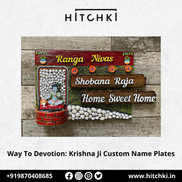 Embark on the Way to Devotion with Beautiful Krishna Custom Name Plates
