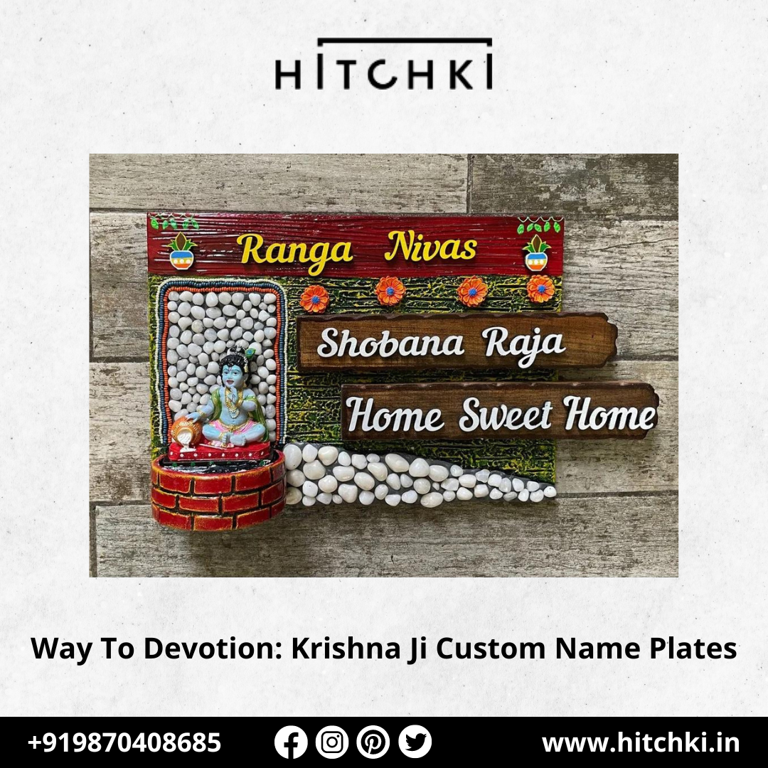 Embark on the Way to Devotion with Beautiful Krishna Custom Name Plates