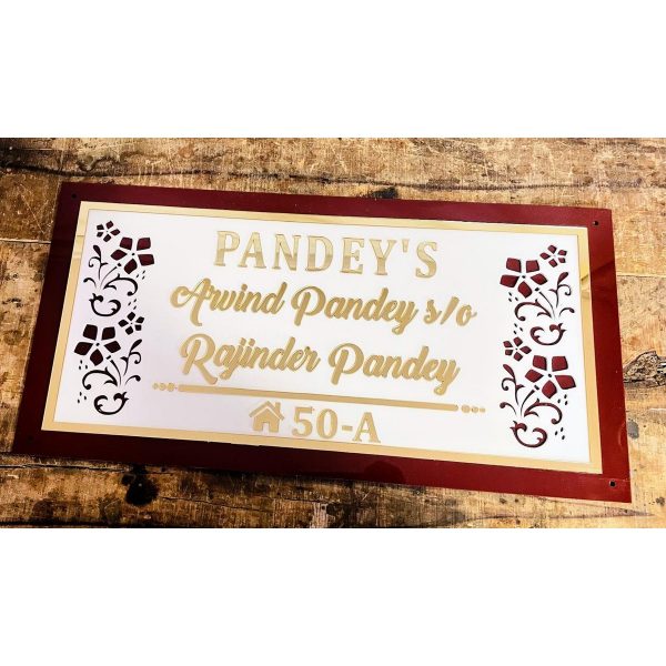 Embossed Letters Designer Acrylic Home Name Plate (2)