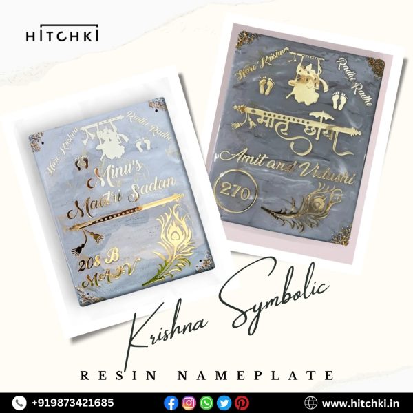 Embrace Divine Energy Krishna Symbolic Resin Nameplate For a Spiritual Welcome