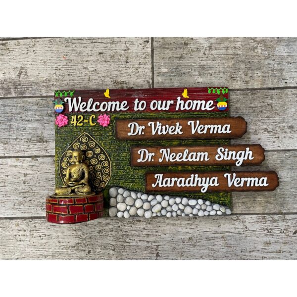 Embrace Serenity with Our Beautiful Buddha Family Name Plate 1