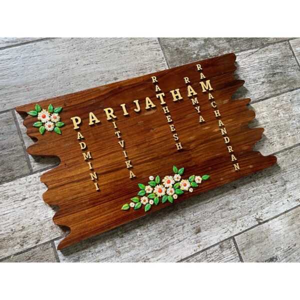 Enhance Your Home with the Parijat Flower Sheesham Wood Nameplate (2)